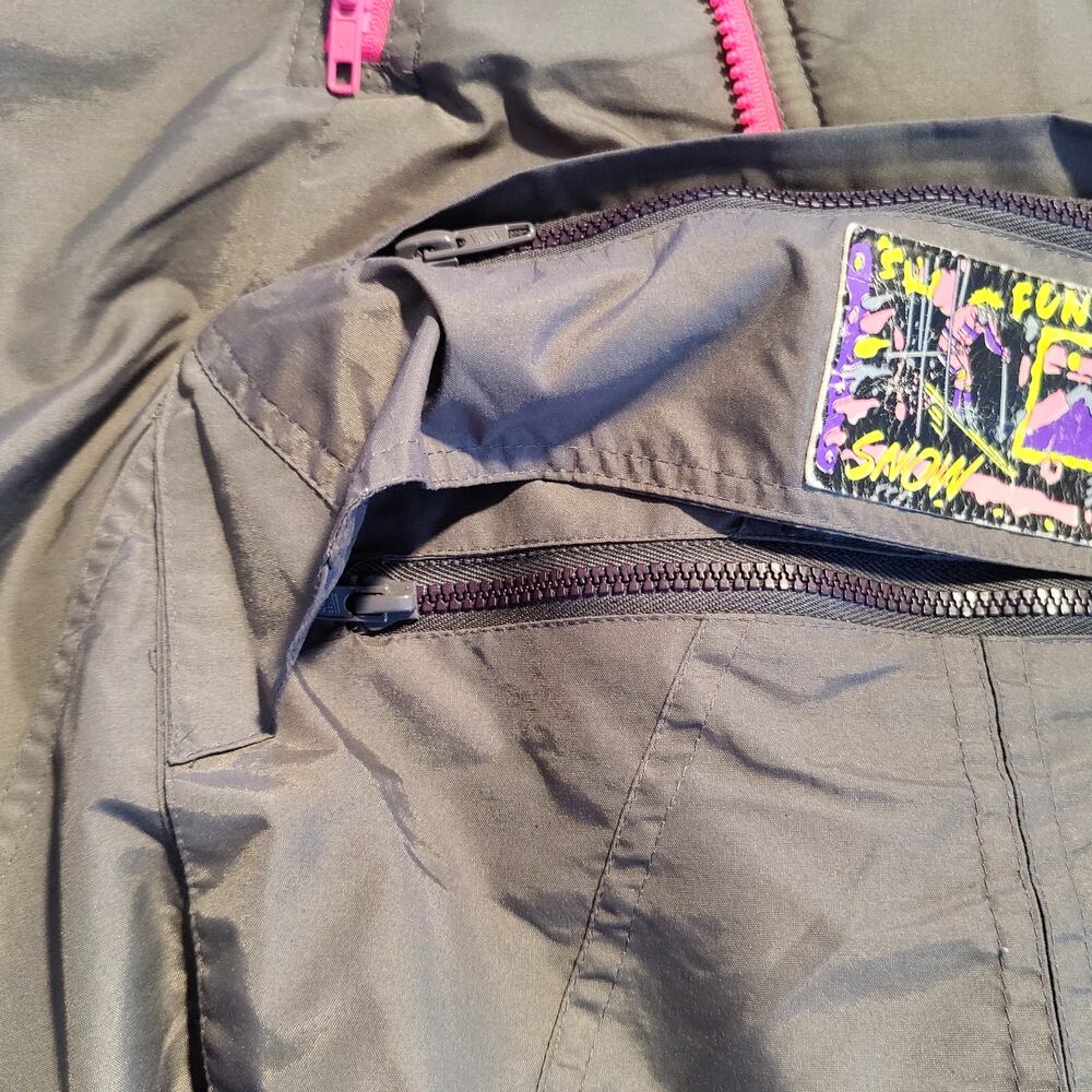 Vintage Alpine Ski Pullover Anorak Ski Jacket Gray Pink Nylon XL 80s 90s - Picture 7 of 8